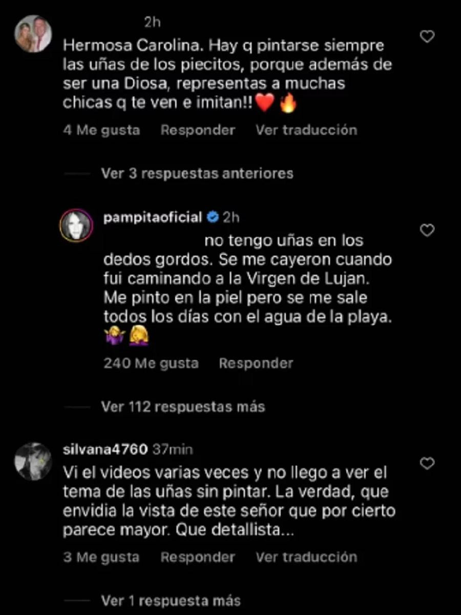 El comentario de Pampita. Foto: Instagram.