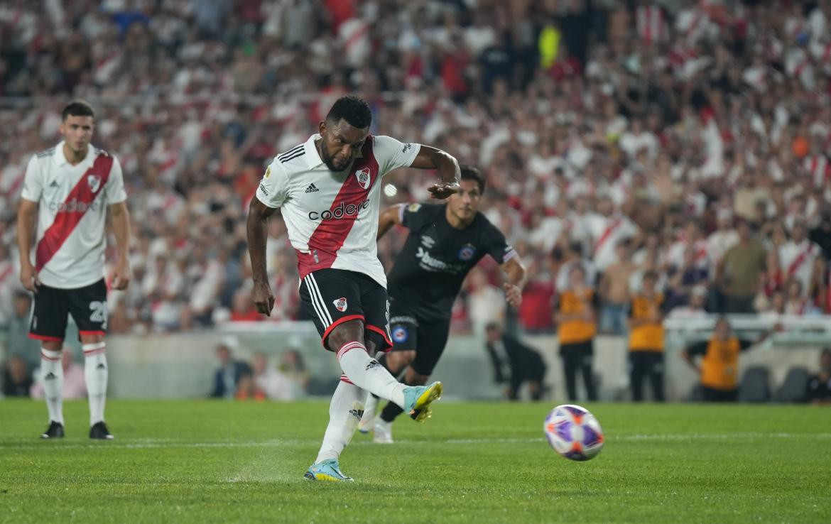 Miguel Borja; River Plate-Argentinos Juniors. Foto: NA.