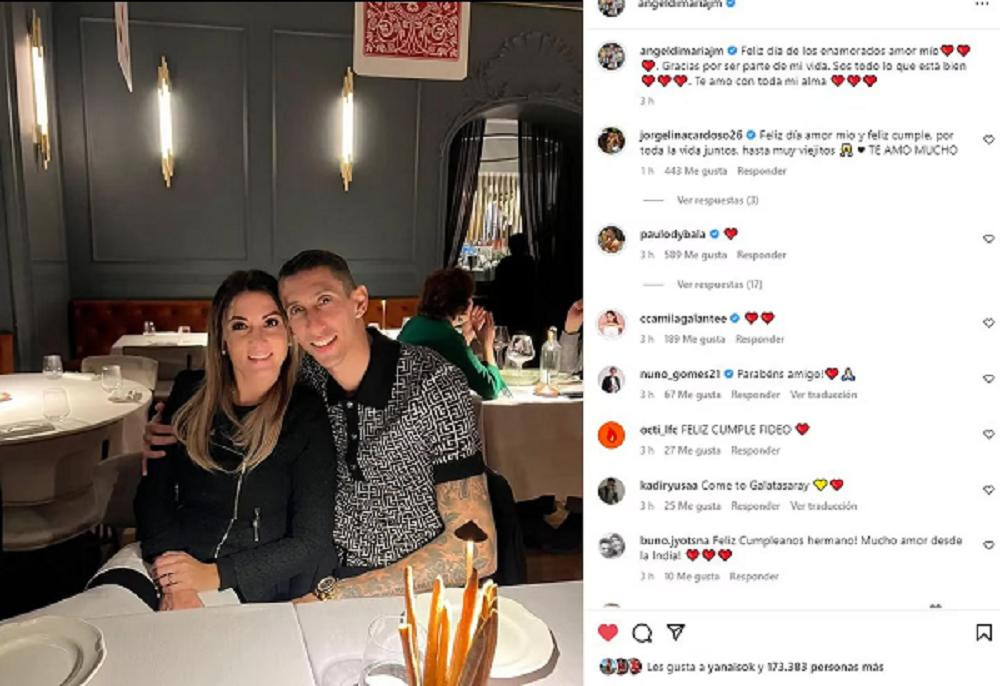 La dedicatoria de Ángel Di Maria. Foto: Instagram.