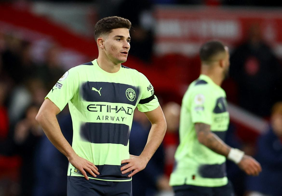 Julián Álvarez; Nottingham Forest-Manchester City. Foto: Reuters.