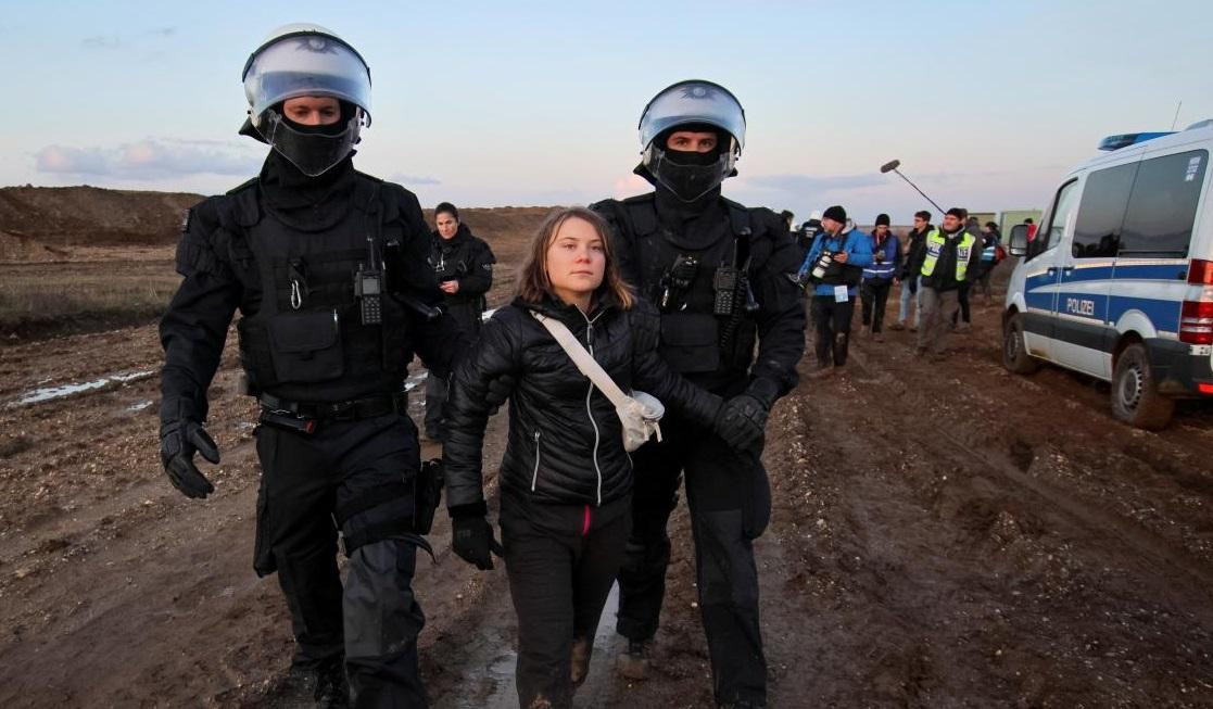 Greta Thunberg en una protesta en Alemania. Foto: REUTERS