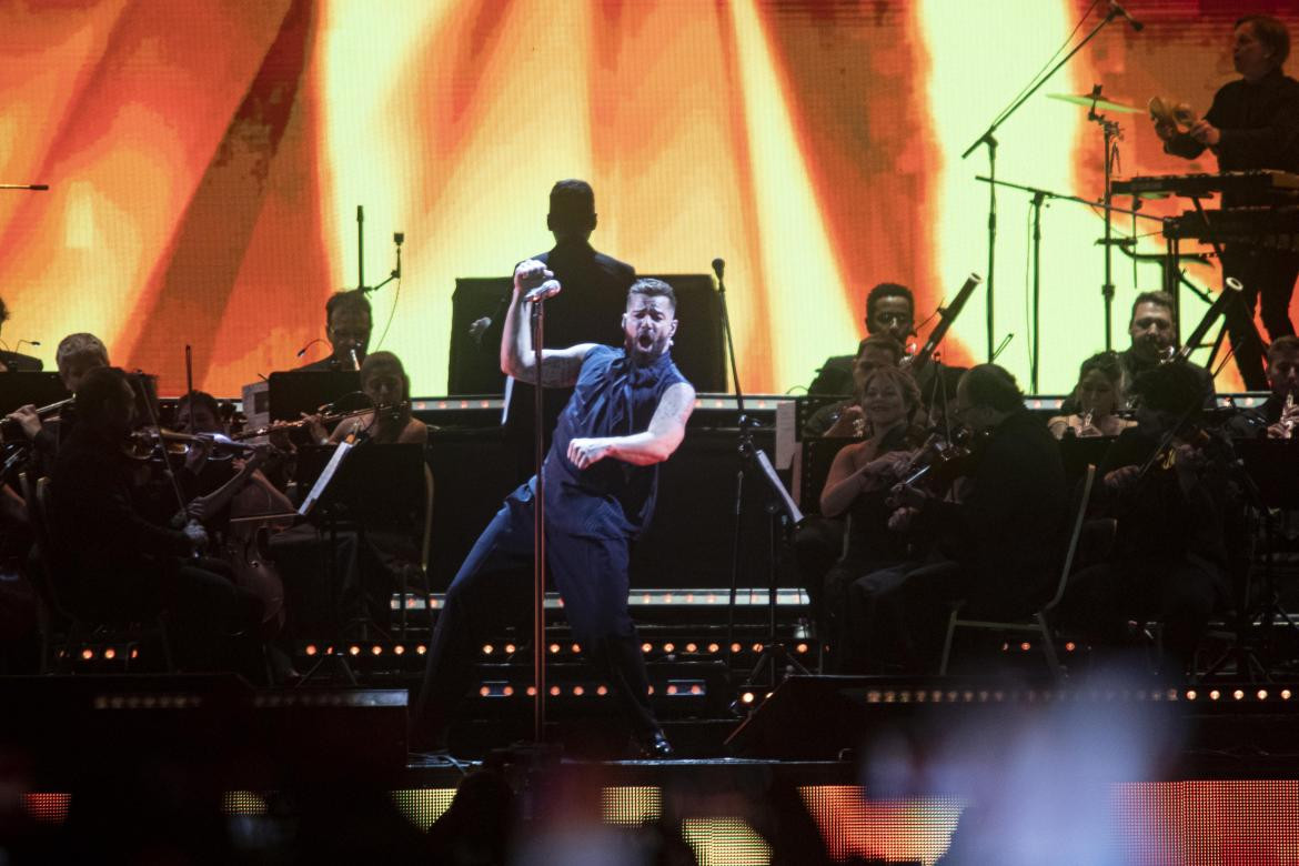 Ricky Martin en el estadio de Vélez. Foto: Telam.