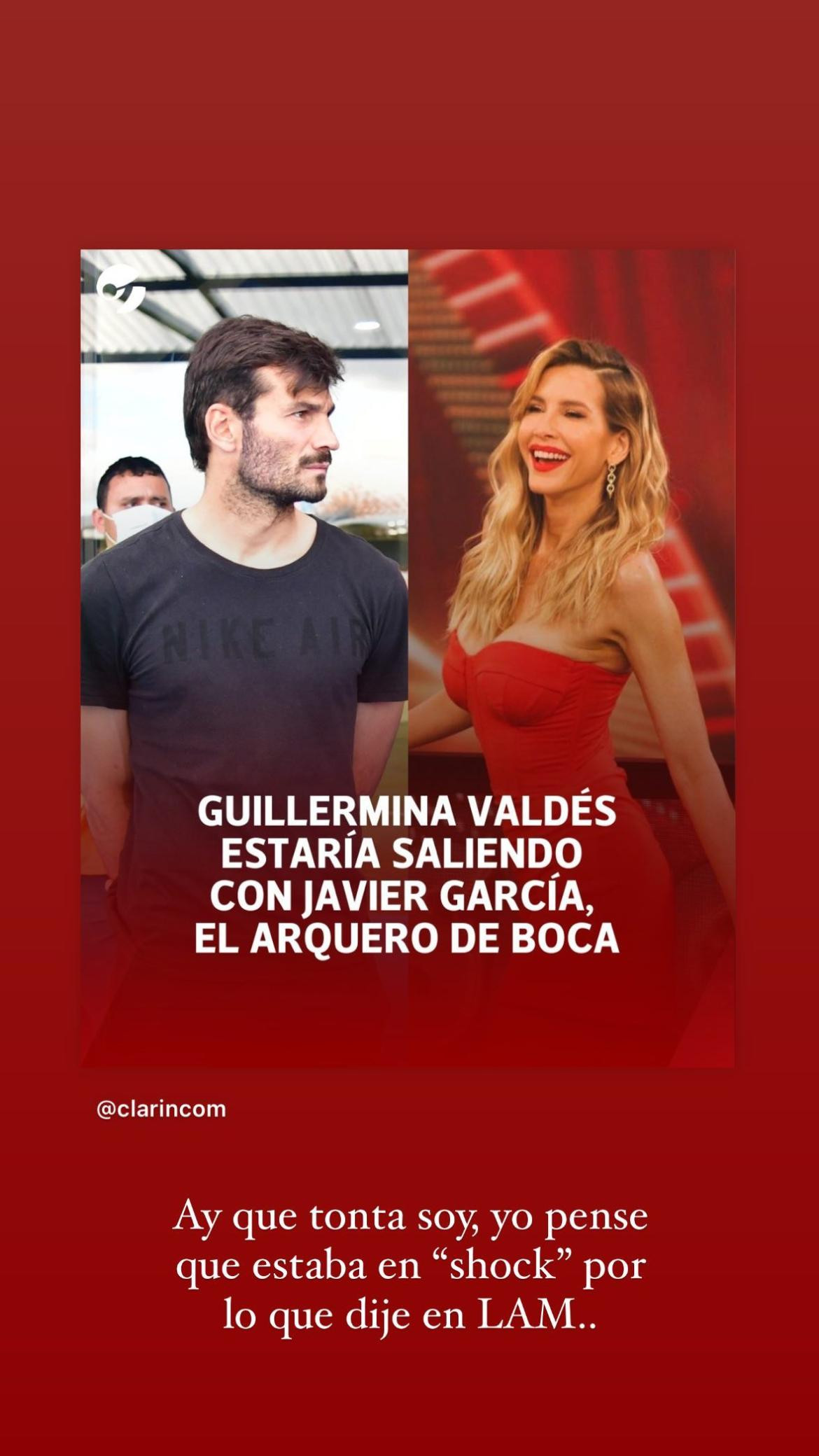 Historia de Candelaria Tinelli sobre Guillermina Valdés. Foto Instagram @candelariatinelli.