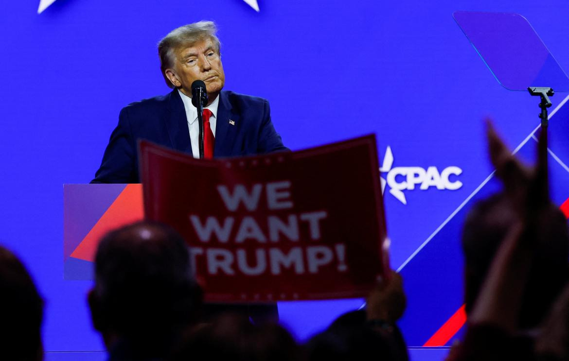 Donald Trump, durante su discurso en la CPAC. Foto: Reuters. 