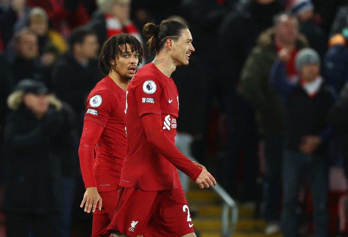 Darwin Núñez; Liverpool-Manchester United. Foto: Reuters.