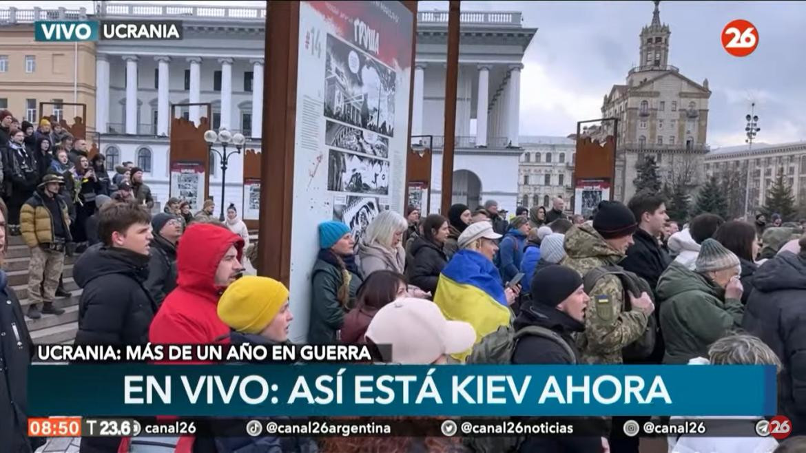 Cobertura de Canal 26 de la movilización en Ucrania. 