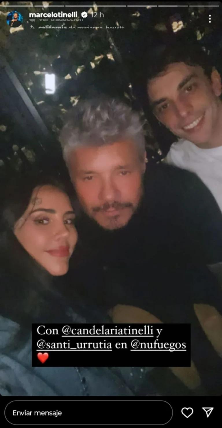 Posteo de Candelaria Tinelli con Marcelo y su nuevo novio, Santiago Urrutia.