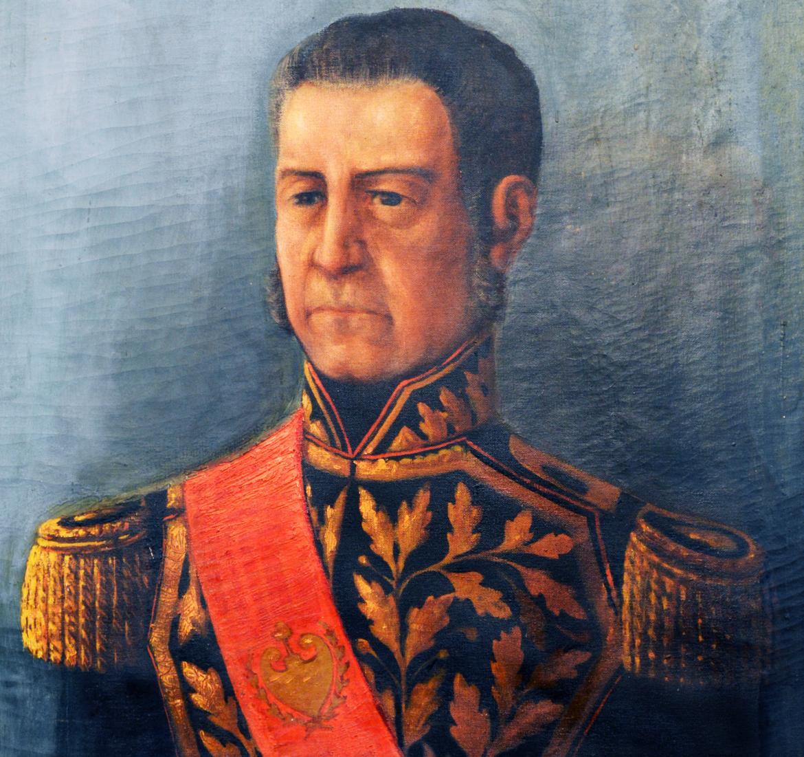 Óleo de Juan Felipe Ibarra que muestra el escudo de la Provincia de Santiago del Estero en su banda.