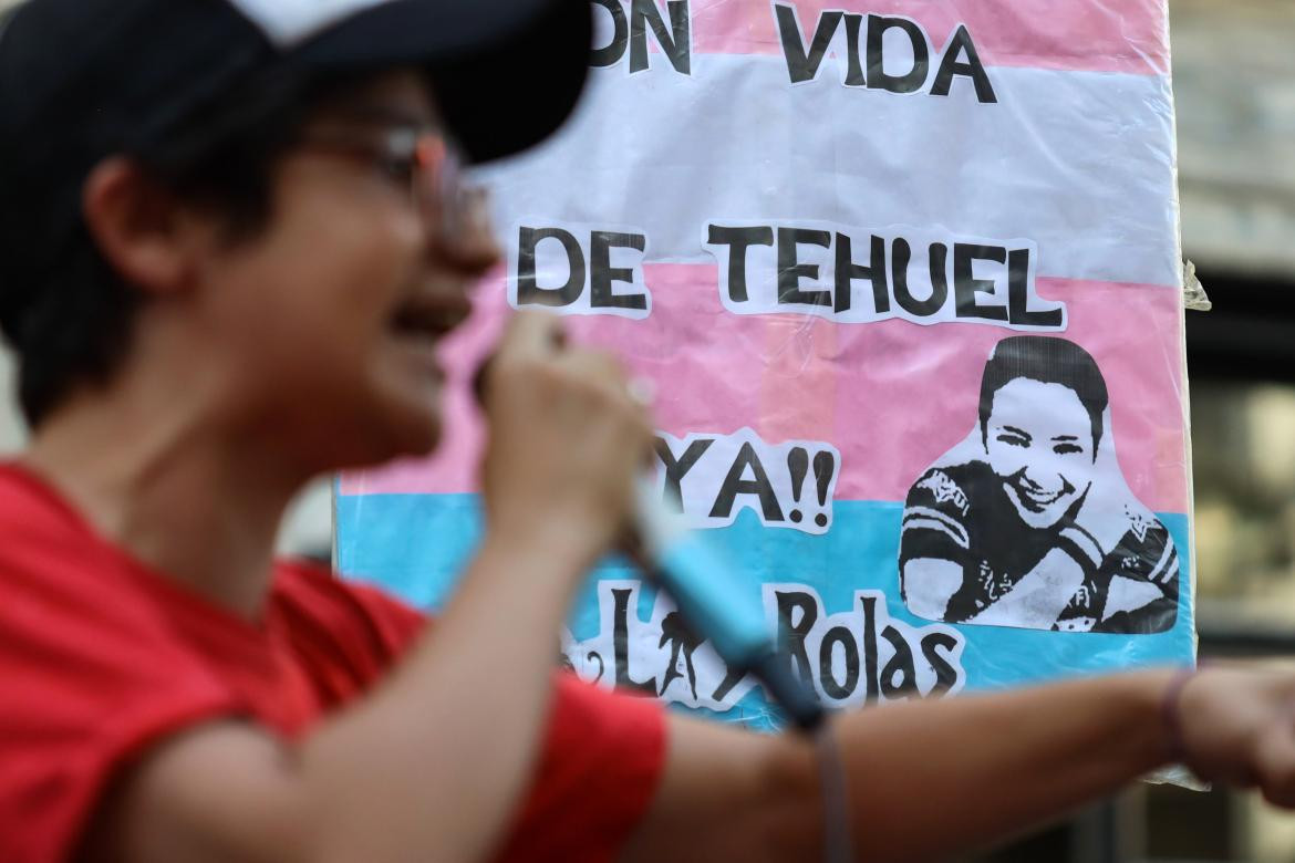 Marcha al Congreso por la desaparición de Tehuel de la Torre (2023). Foto: Télam.