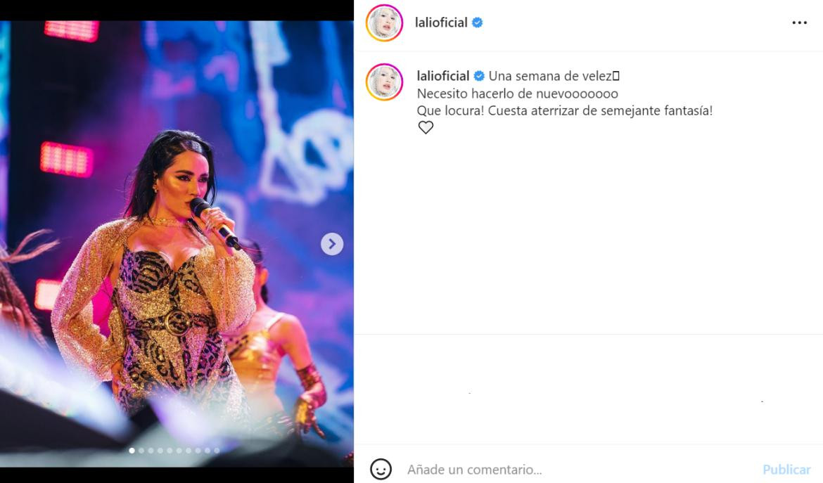 La publicación de Lali. Foto: Instagram.