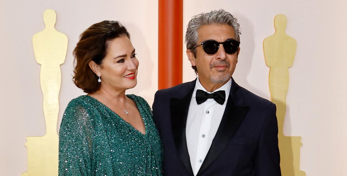 Ricardo Darín junto a su esposa en los Premios Oscar. Foto: Reuters.