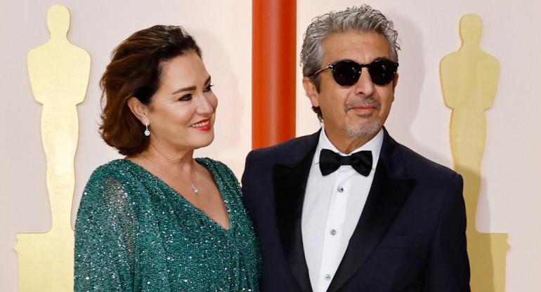 Ricardo Darín junto a su esposa en los Premios Oscar. Foto: Reuters.