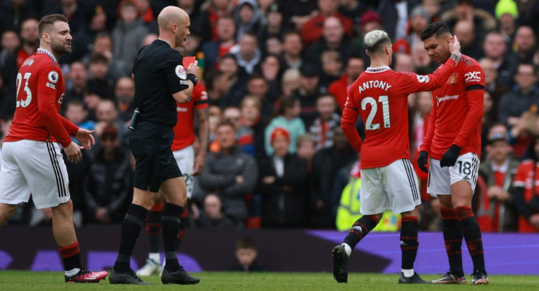 Expulsión de Casemiro; Manchester United vs. Southampton. Foto: Reuters.