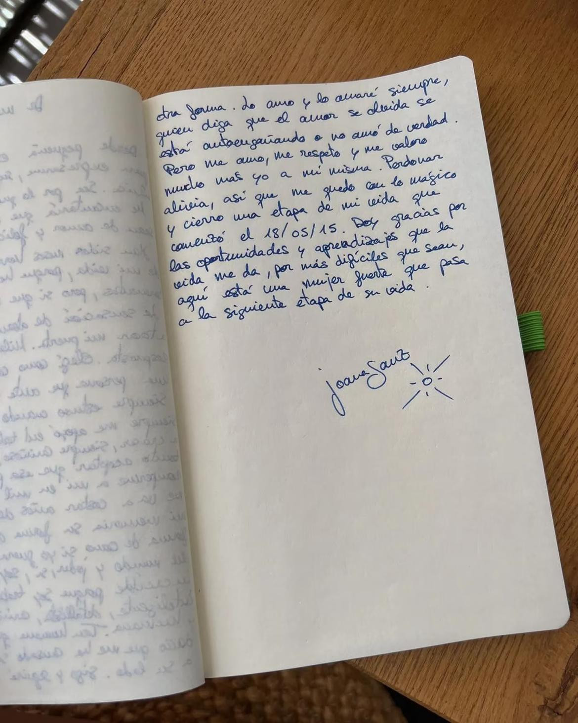 La carta de Joana Sanz donde deja a Dani Alves. Foto: Instagram @joanasanz