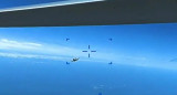 Imágenes del ataque de los aviones rusos al dron estadounidense. Foto: Captura de pantalla.