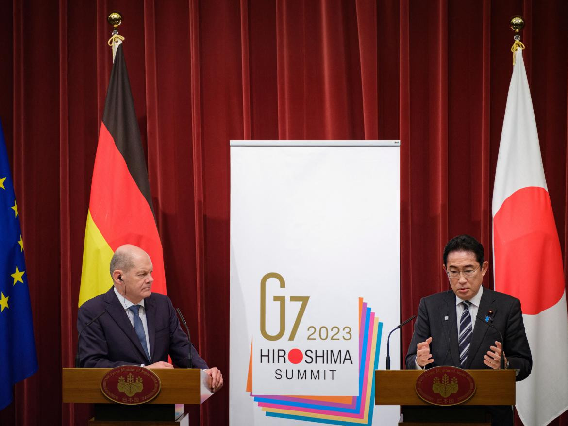 Reunión entre Alemania y Japón. Foto: Reuters.