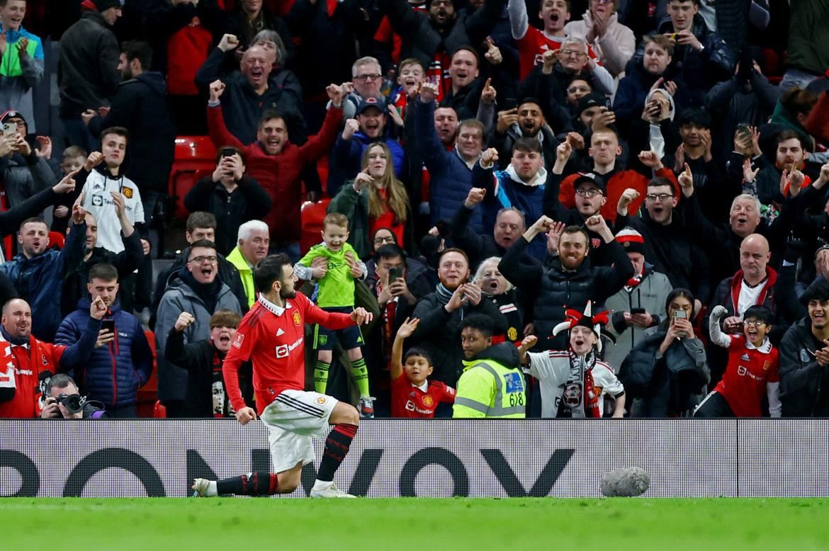 Bruno Fernandes; Manchester United vs. Fulham. Foto: Reuters.