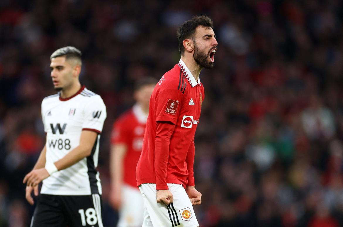 Bruno Fernandes 8; Manchester United vs. Fulham. Foto: Reuters.