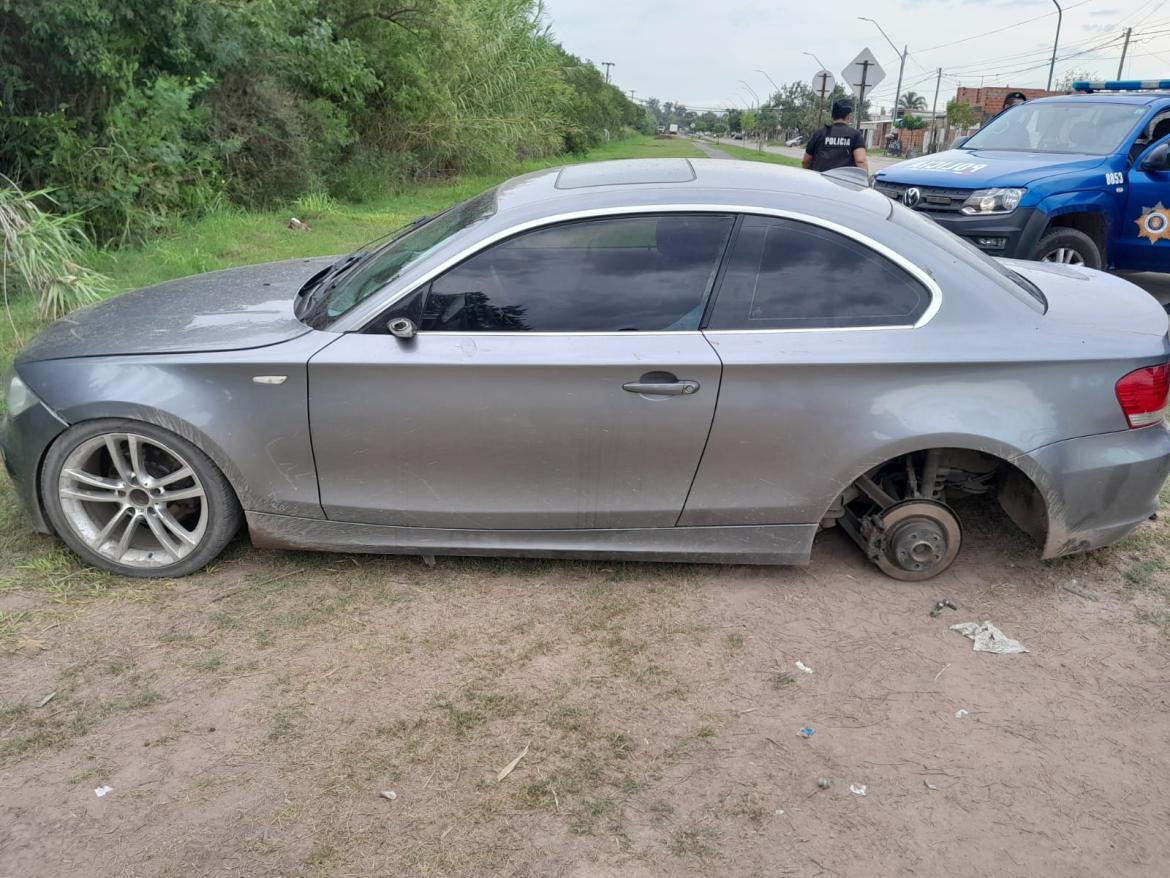 El BMW destrozado de Brian Fernández. Foto: NA.