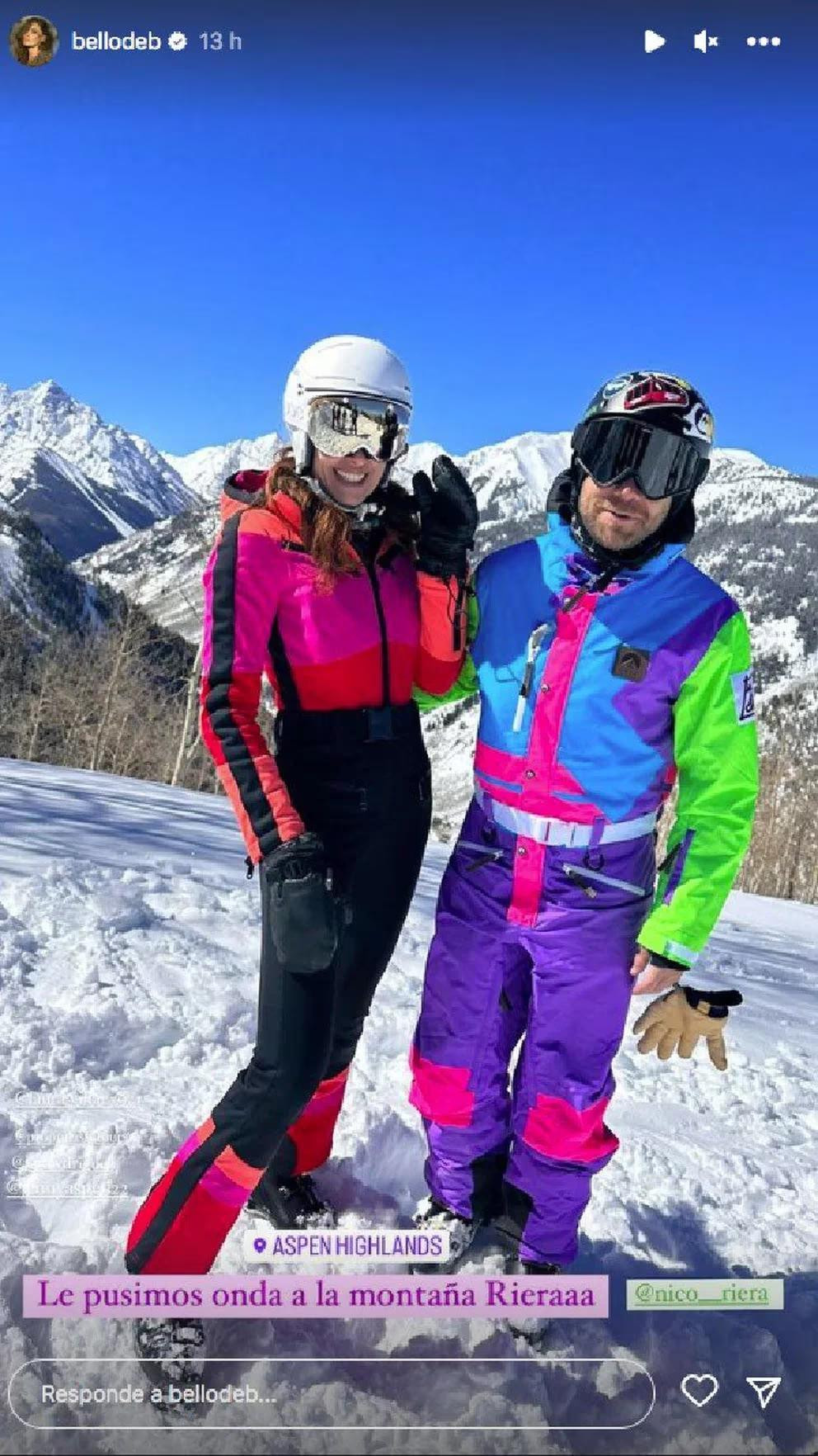 Nico Riera y Débora Bello juntos en la nieve. Foto: Instagram.