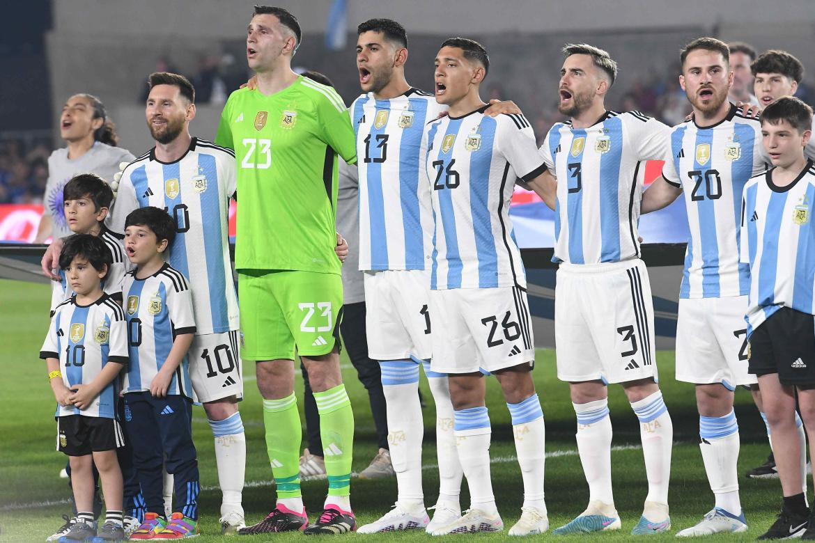 Selección Argentina, himno nacional. Foto: Télam