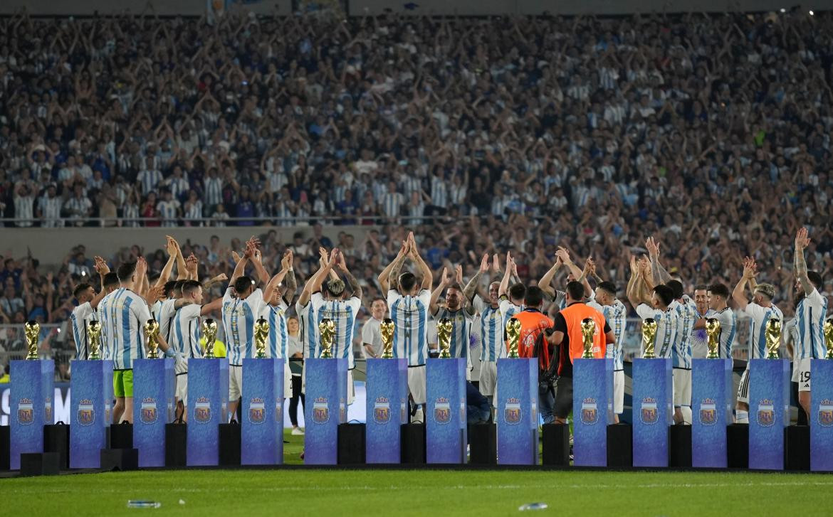 Fiesta de la Selección Argentina en el Monumental. Foto: NA