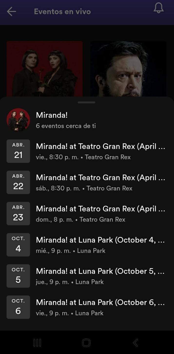 Spotify eventos en vivo. Foto: captura de la plataforma