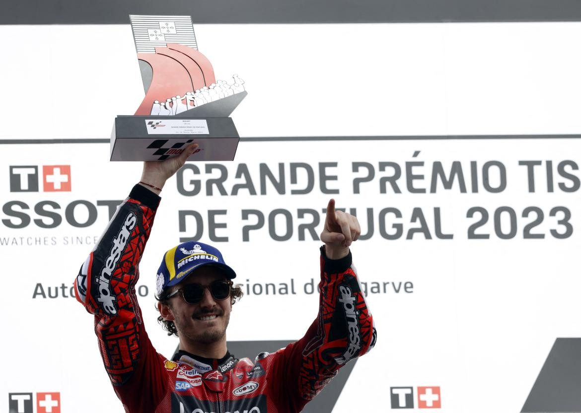 Francesco Bagnaia, el ganador del Gran Premio de Portugal. Foto: Reuters.