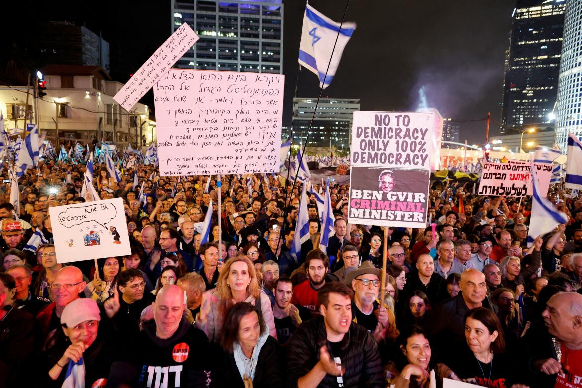 Protestas contra la reforma judicial en Israel. Foto: Reuters. 