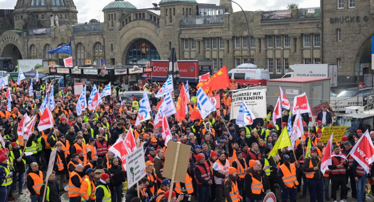 Movilizaciones de sindicatos alemanes. Foto: Reuters. 