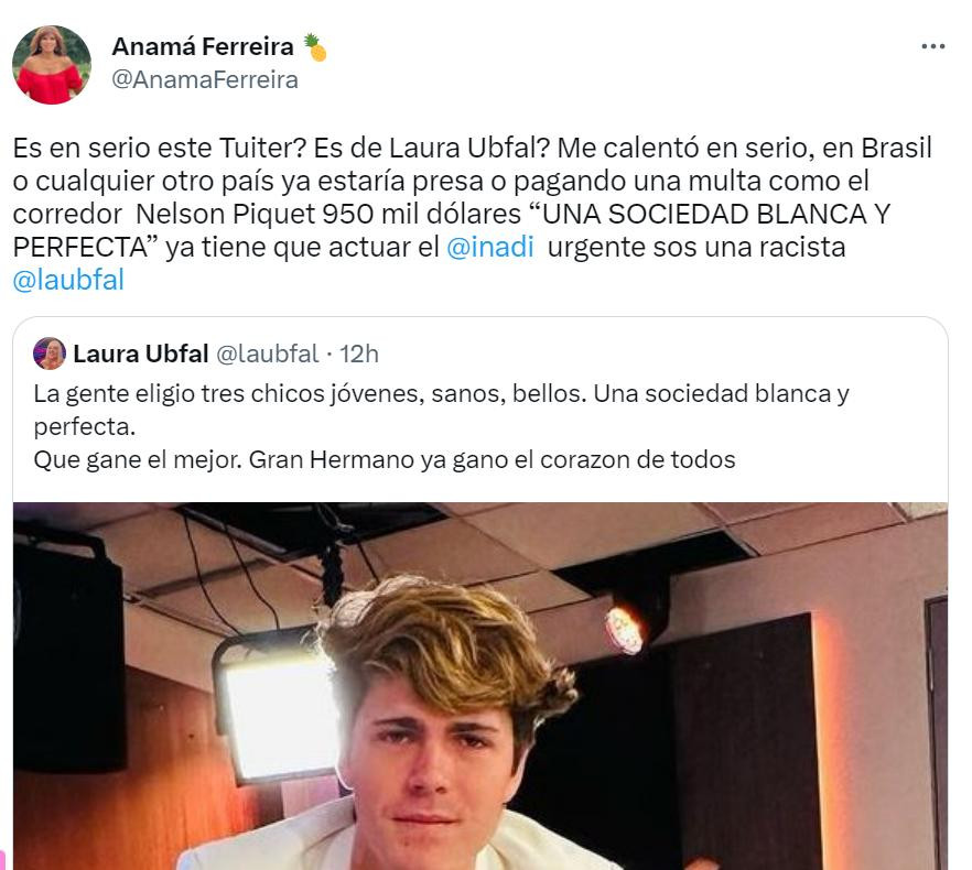 El enojo de Anamá Ferreira. Foto: Twitter.