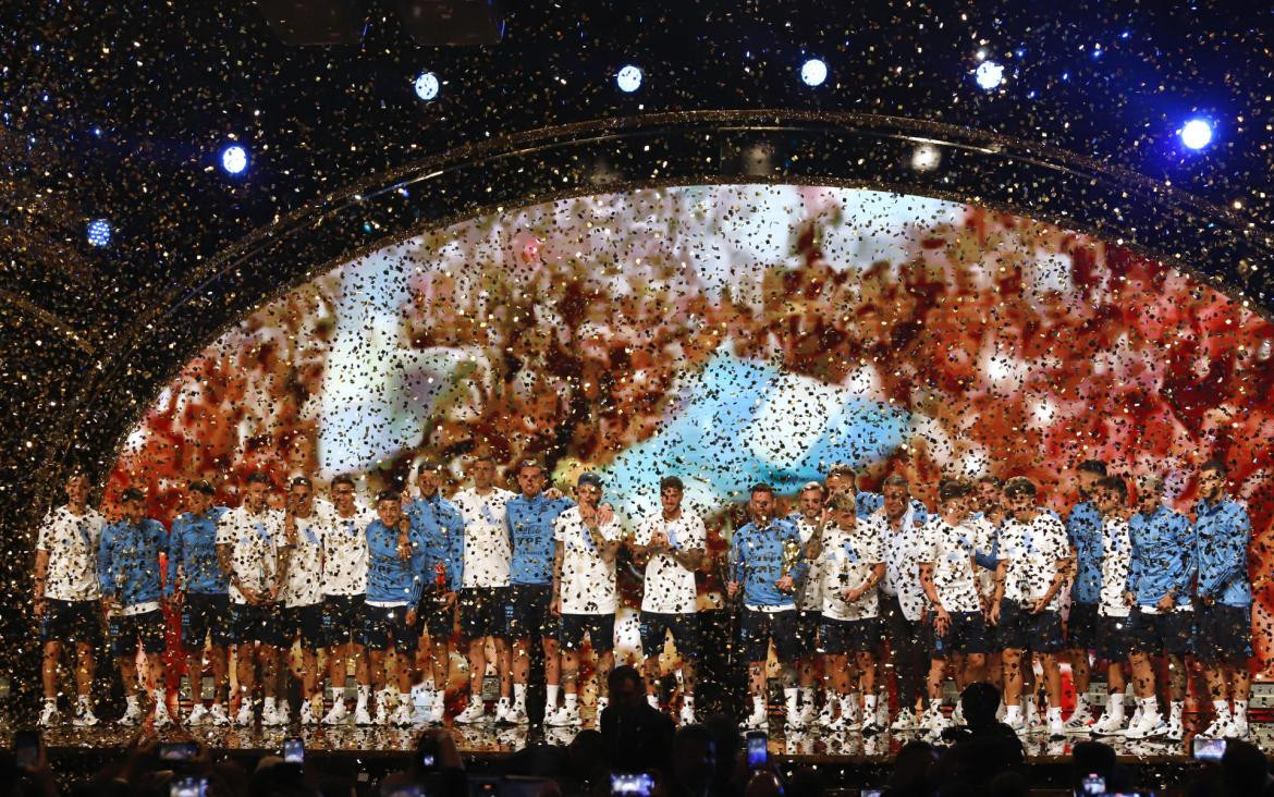Homenaje de la Conmebol a la Selección Argentina por su consagración en el Mundial de Qatar. EFE