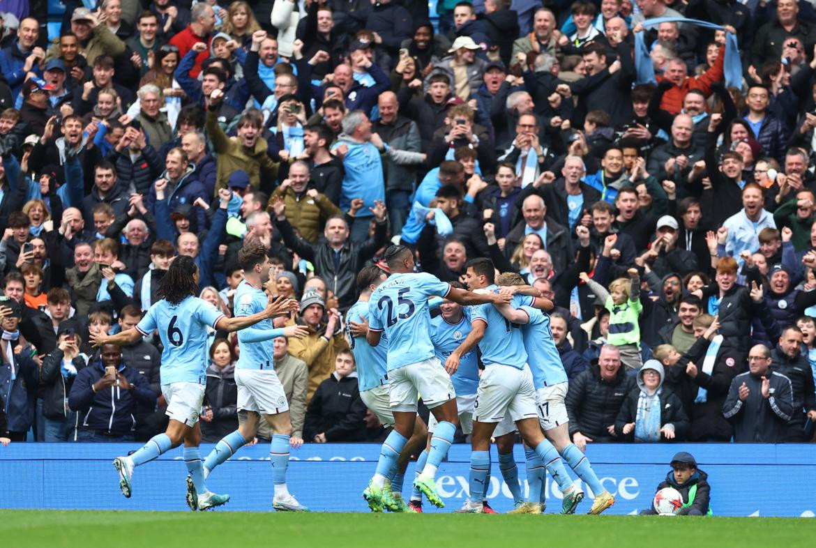 Festejo del Manchester City ante Liverpool por la Premier League. Foto: EFE.