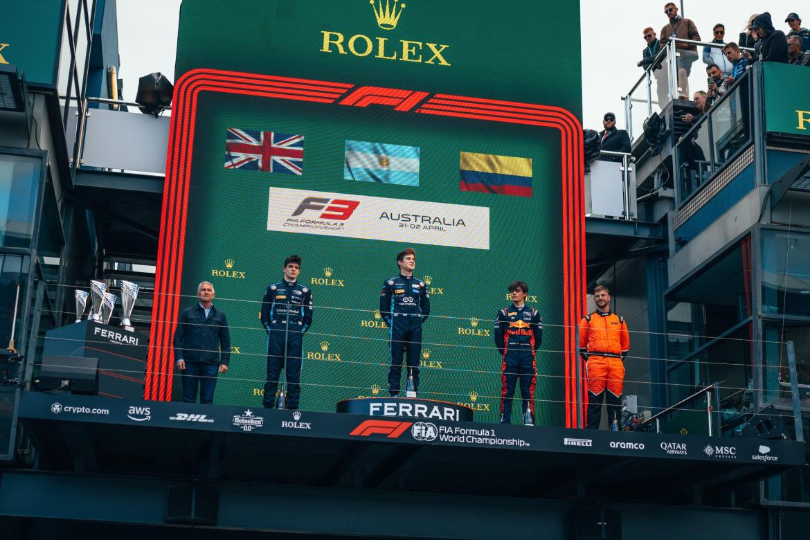 Triunfo de Franco Colapinto en el Gran Premio de Australia de Fórmula 3. Foto: @WilliamsRacing.