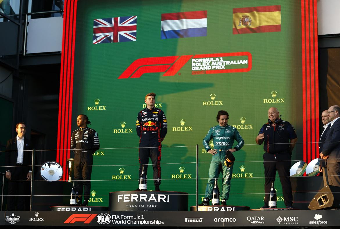 Podio; Gran Premio de Australia. Foto: Reuters.