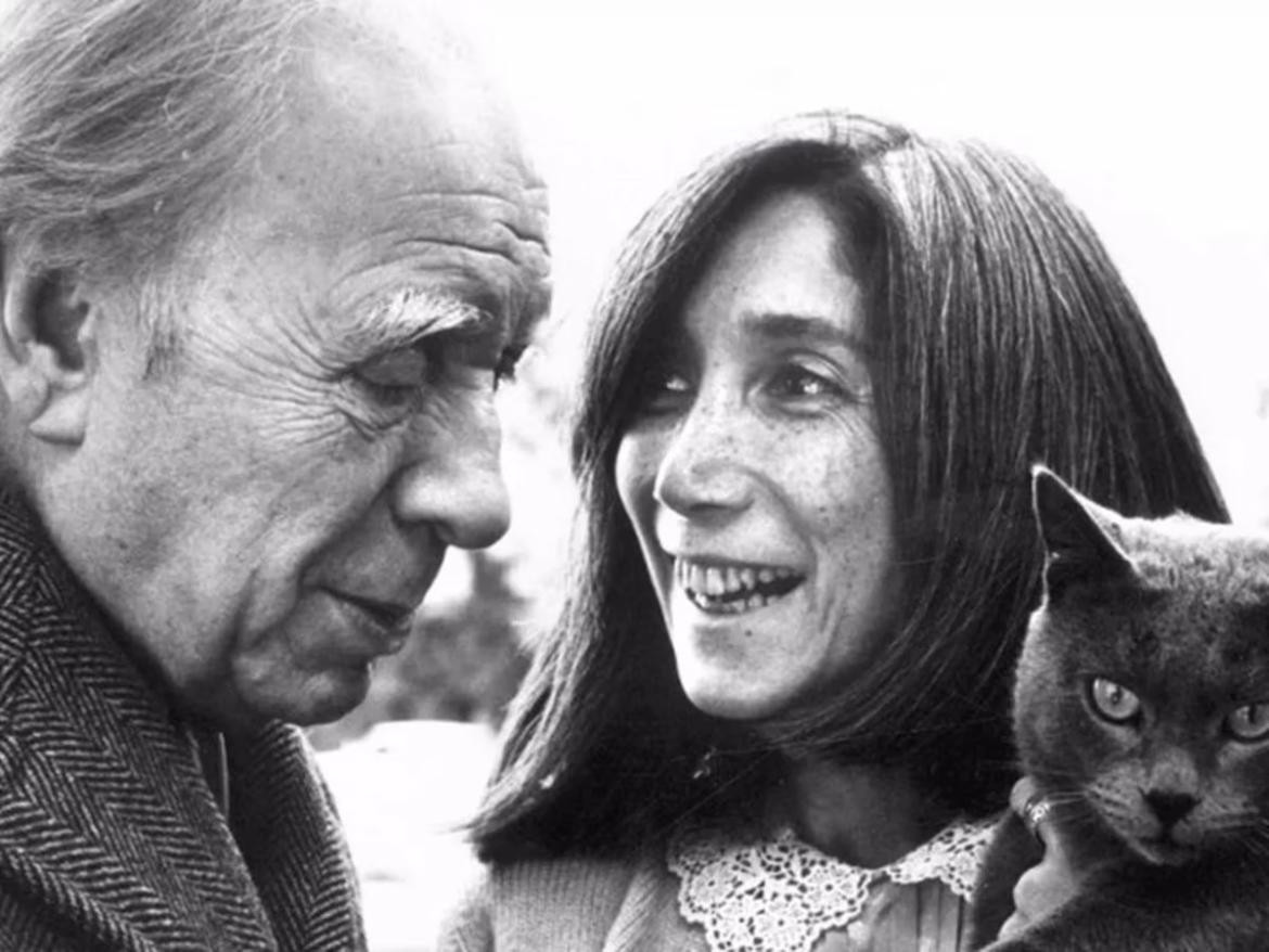 María Kodama y Jorge Luis Borges. Foto: Télam