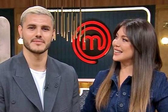 Mauro Icardi en Masterchef con Wanda Nara. Foto: Telefe.