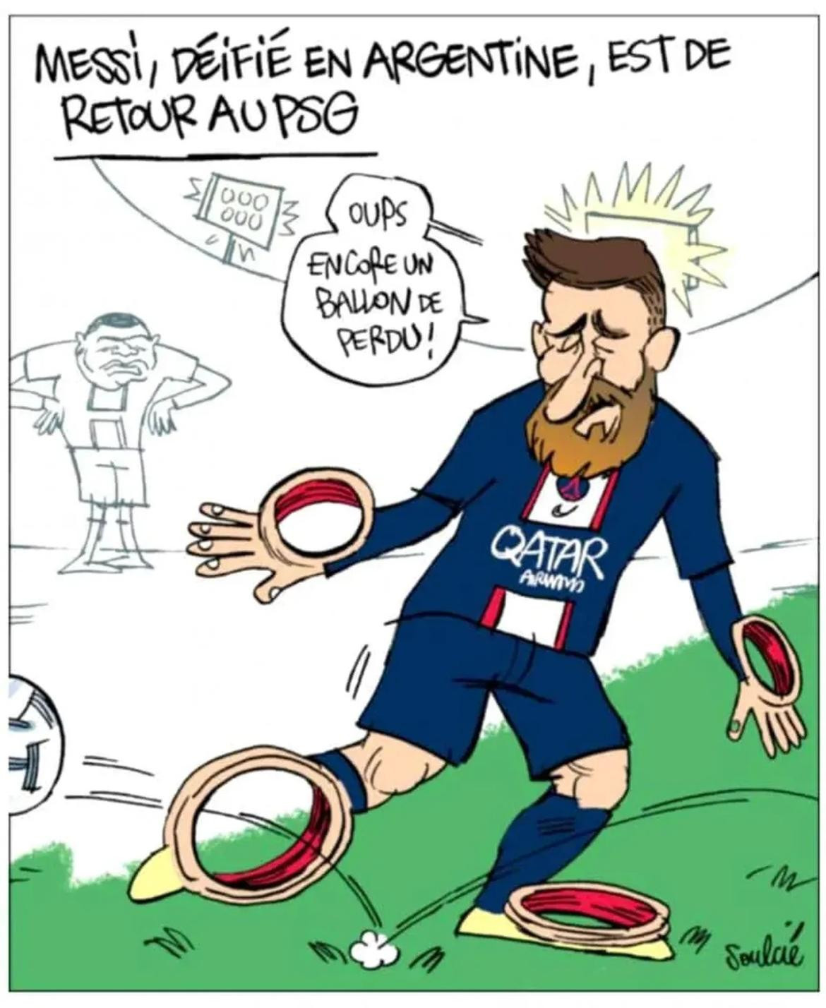 Caricatura de L Equipe contra Lionel Messi. Foto: NA.