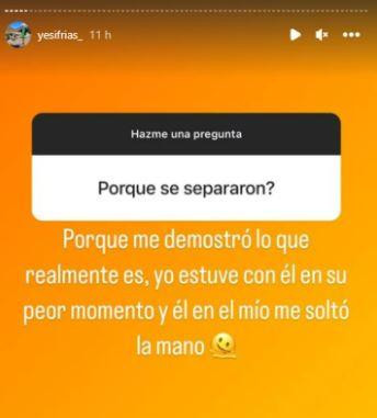 Uno de los motivos de la separación de Exequiel Palacios y Yésica Frías. Foto: Instagram @yesifrias_.