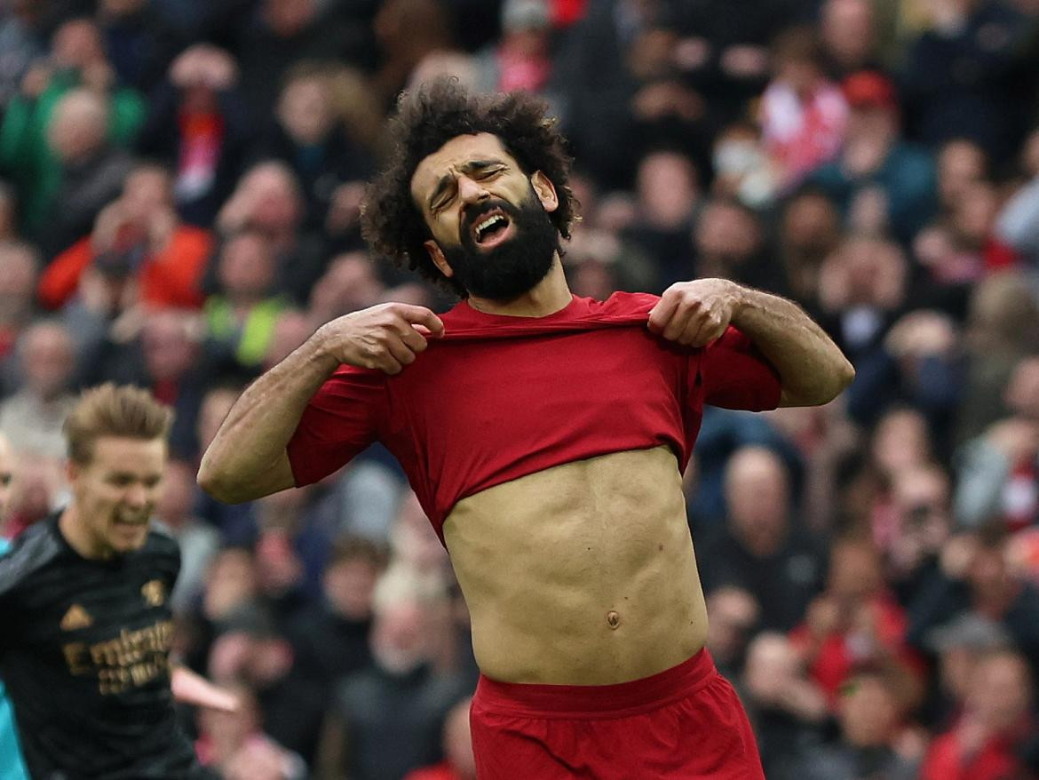 La decepción de Mohamend Salah tras fallar su penal. Foto: Reuters.