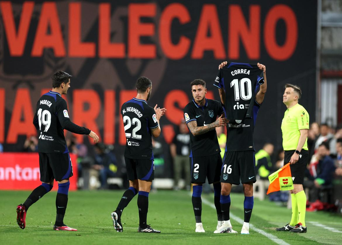 El festejo de Nahuel Molina; Rayo Vallecano vs. Atlético de Madrid. Foto: Reuters.