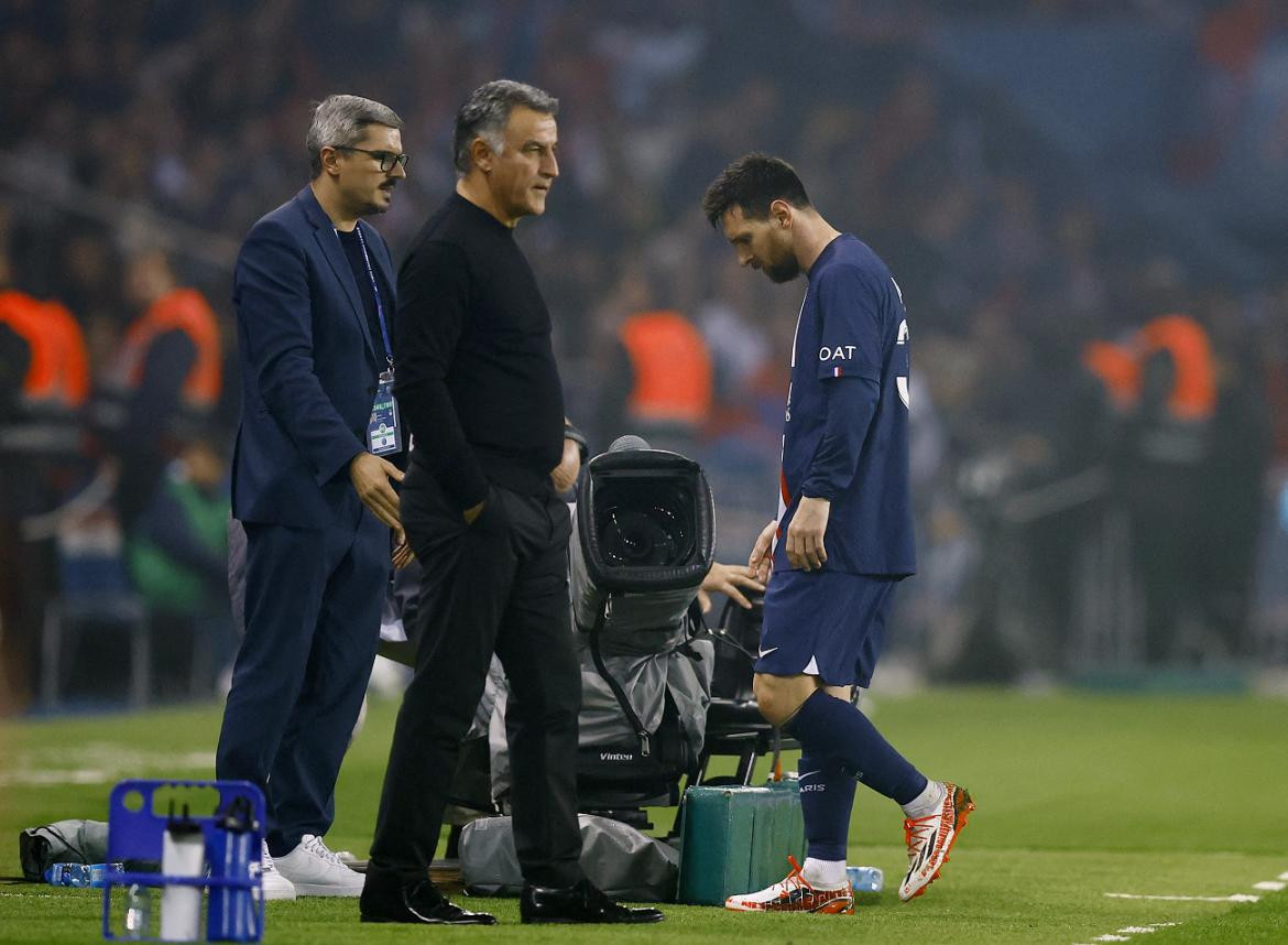 Galtier, técnico del PSG y Messi. Foto: Reuters