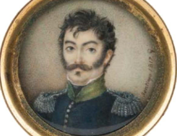 Mariano Necochea en una miniatura de 1817.