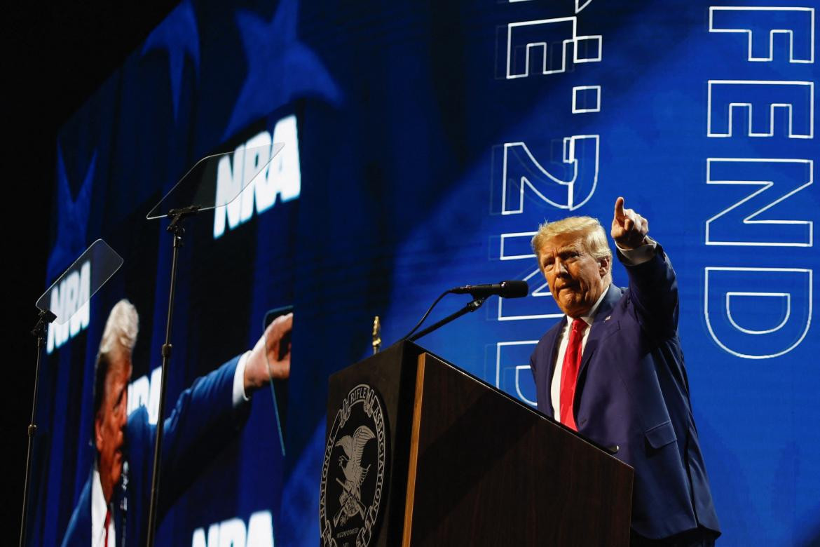 Donald Trump habla en la convención anual de la Asociación Nacional del Rifle en Indianápolis_ abril de 2023_ File Reuters
