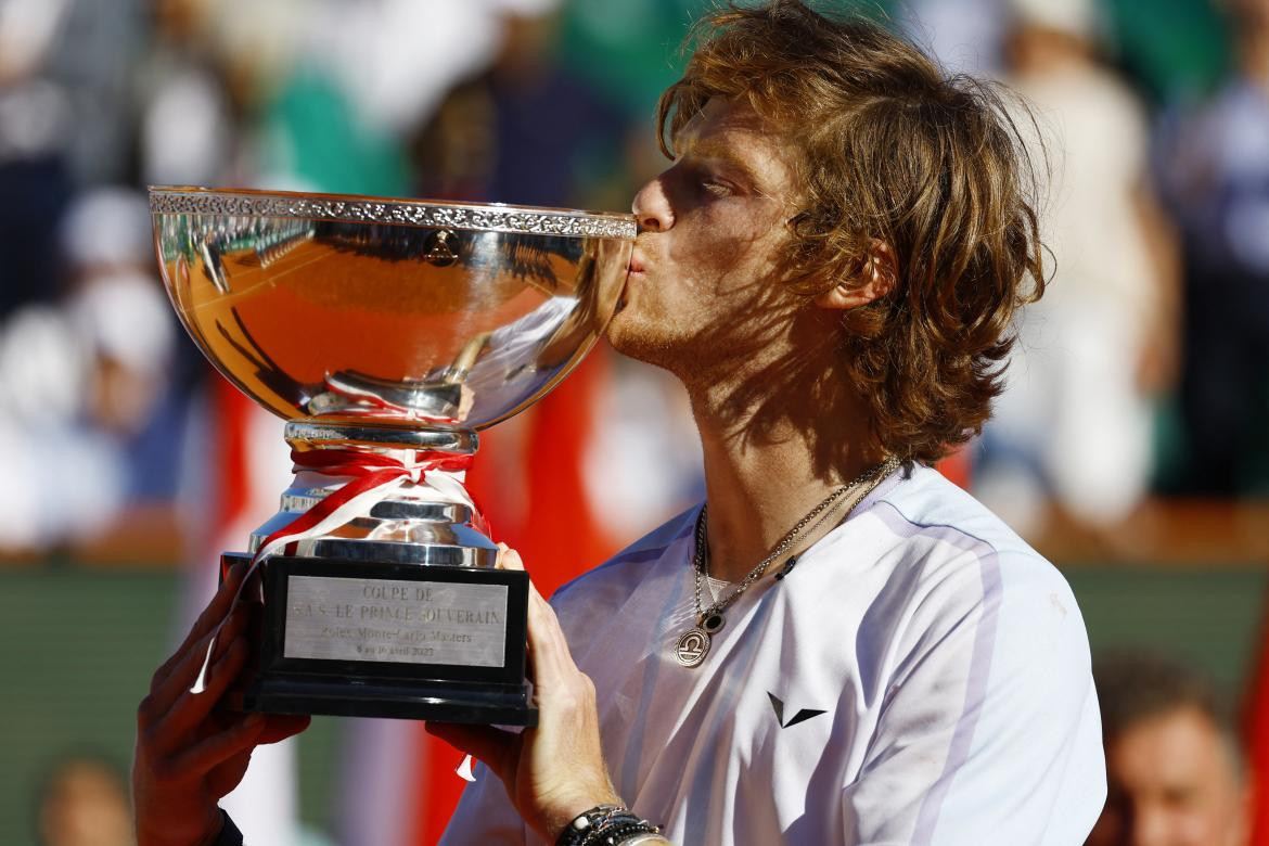 Andrey Rublev, campeón en Montecarlo. Foto: Reuters 