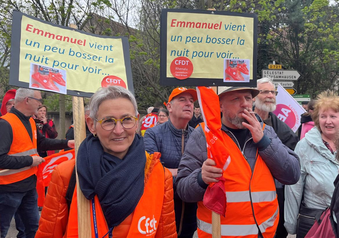 Manifestación ante la llegada de Macron. Foto: Reuters. 