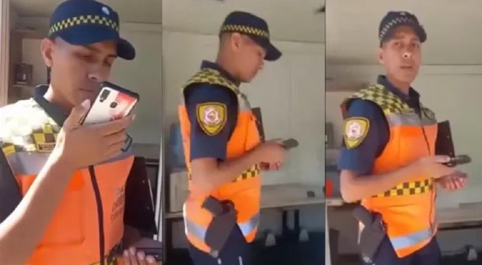 Agente de tránsito en Córdoba. Foto: captura video