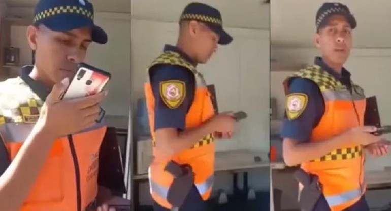 Agente de tránsito en Córdoba. Foto: captura video
