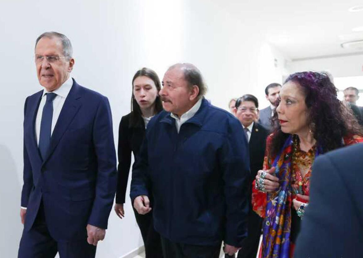 Daniel Ortega y Serguéi Lavrov 2. Foto: EFE.