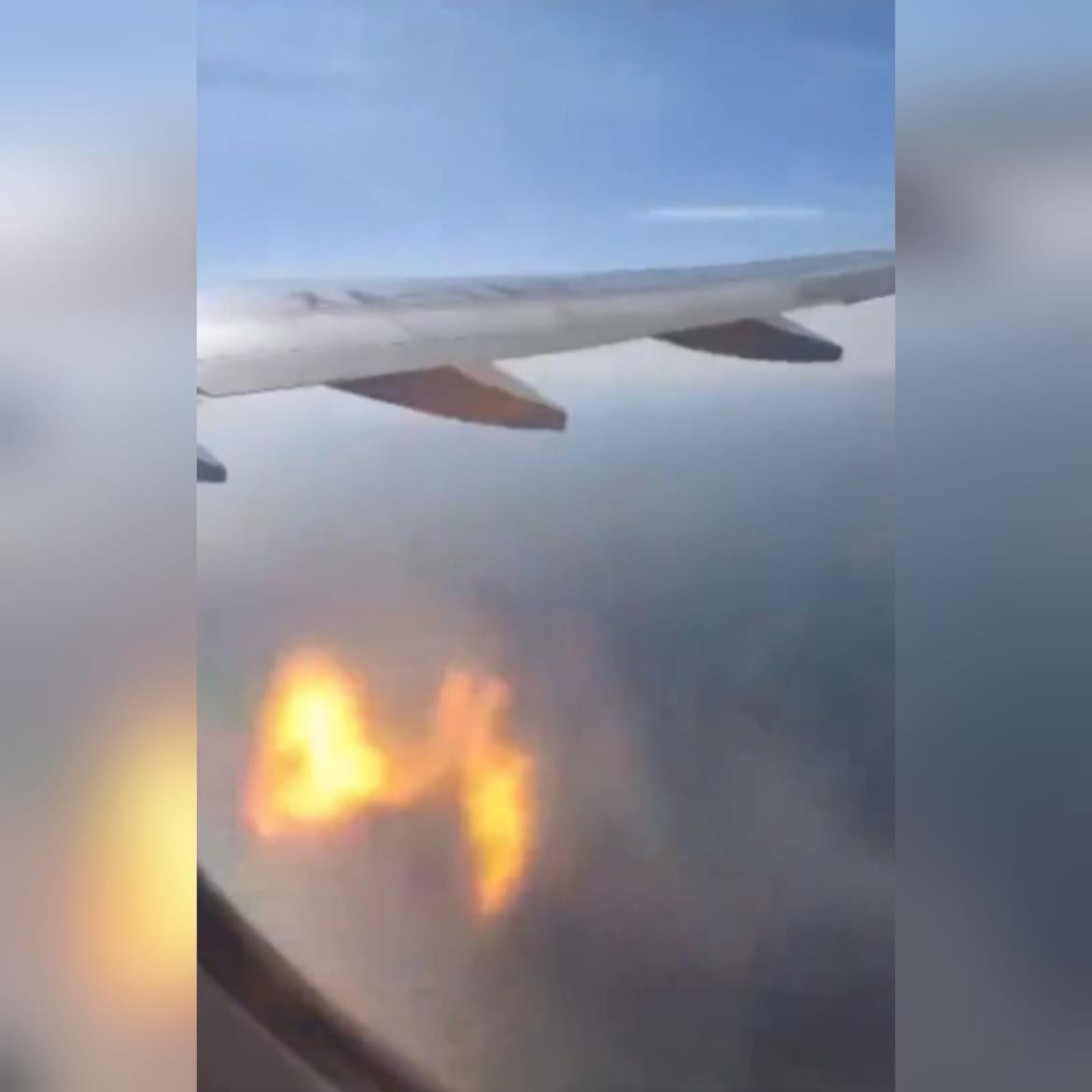 Así explotó la turbina del avión mexicano. Foto: Captura.